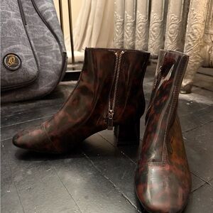 Tortoise Shell Patent Ankle Boots